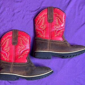 Itasca Girl’s Buckaroo Western Boot Cowgirl Red/Brown‎ Youth Size 13